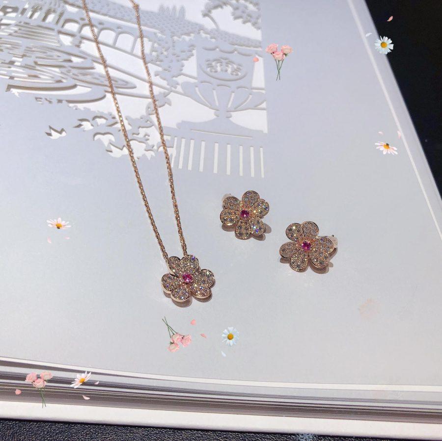 [Olivia JW]FRIVOLE PINK GOLD FLOWER DIAMOND EARRINGS