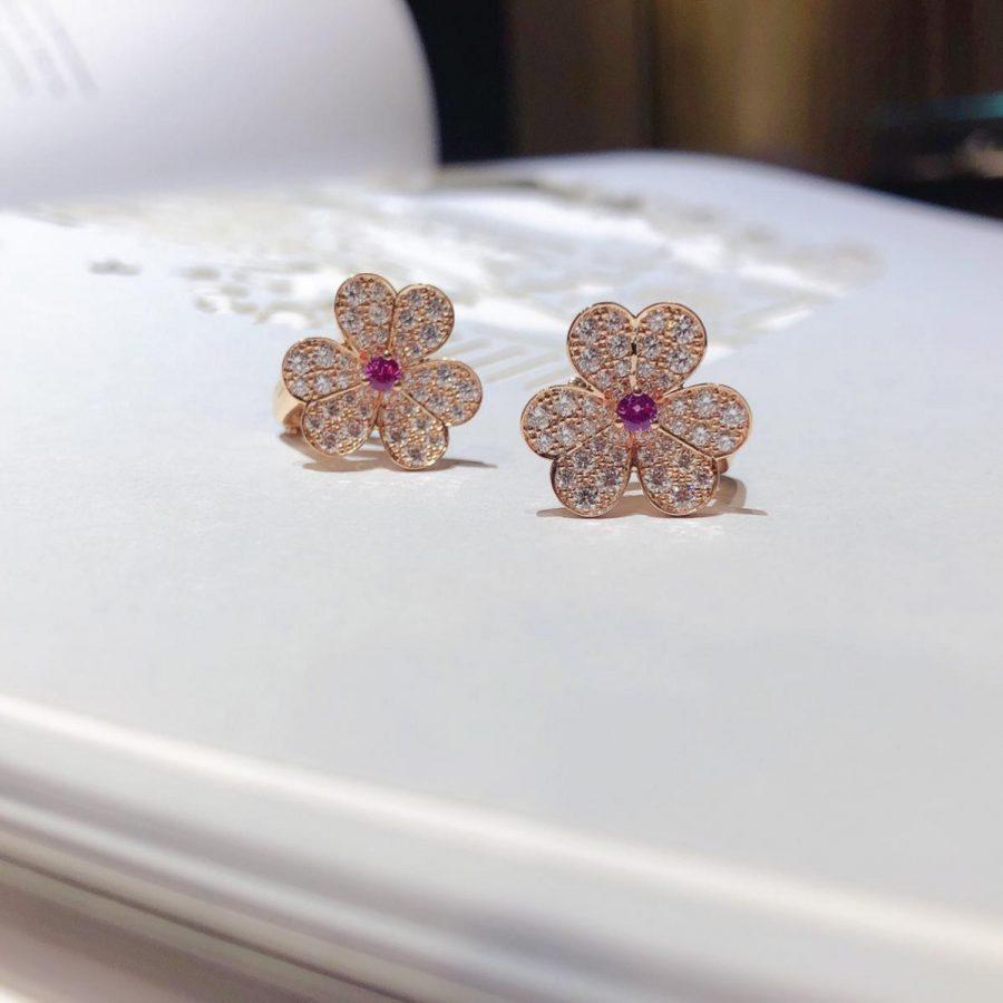 [Olivia JW]FRIVOLE PINK GOLD FLOWER DIAMOND EARRINGS