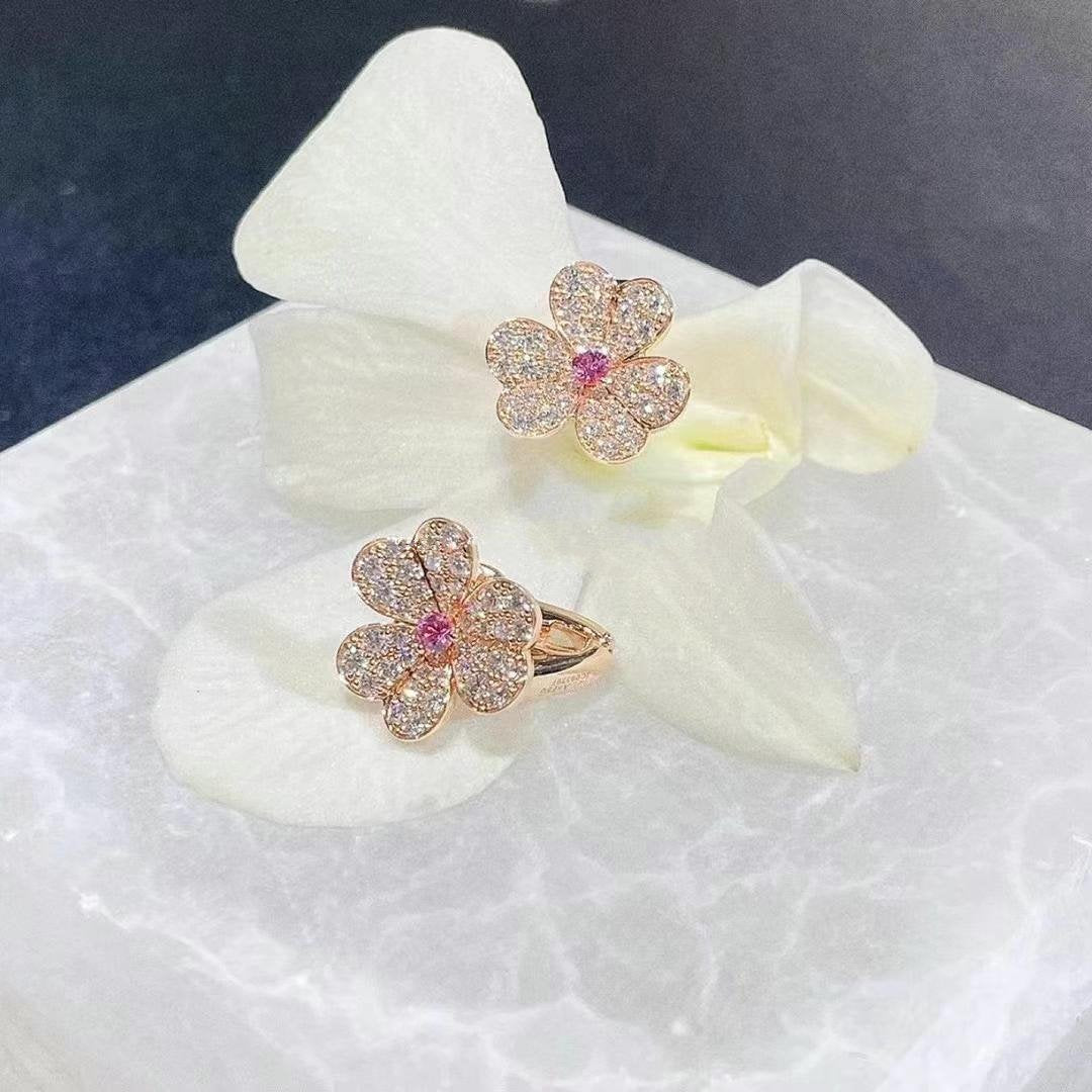 [Olivia JW]FRIVOLE PINK GOLD FLOWER DIAMOND EARRINGS
