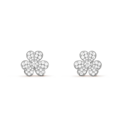 [Olivia JW]FRIVOLE SILVER FLOWER DIAMOND EARRINGS