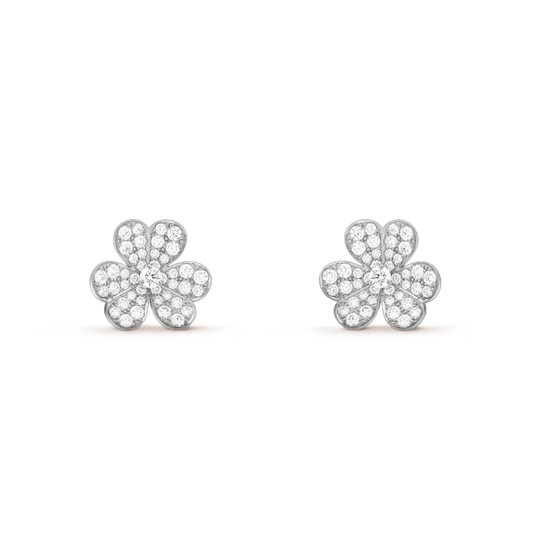 [Olivia JW]FRIVOLE SILVER FLOWER DIAMOND EARRINGS