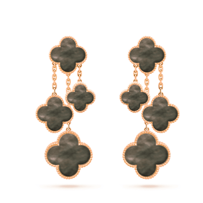 [Olivia JW]CLOVER EARRINGS DARK MOP 4 MOTIFS ROSE GOLD