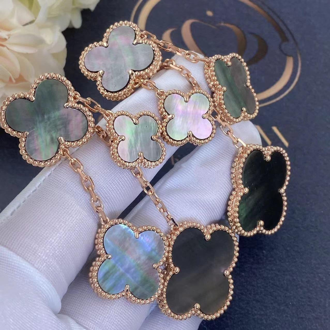 [Olivia JW]CLOVER EARRINGS DARK MOP 4 MOTIFS ROSE GOLD