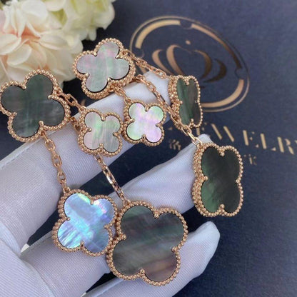 [Olivia JW]CLOVER EARRINGS DARK MOP 4 MOTIFS ROSE GOLD