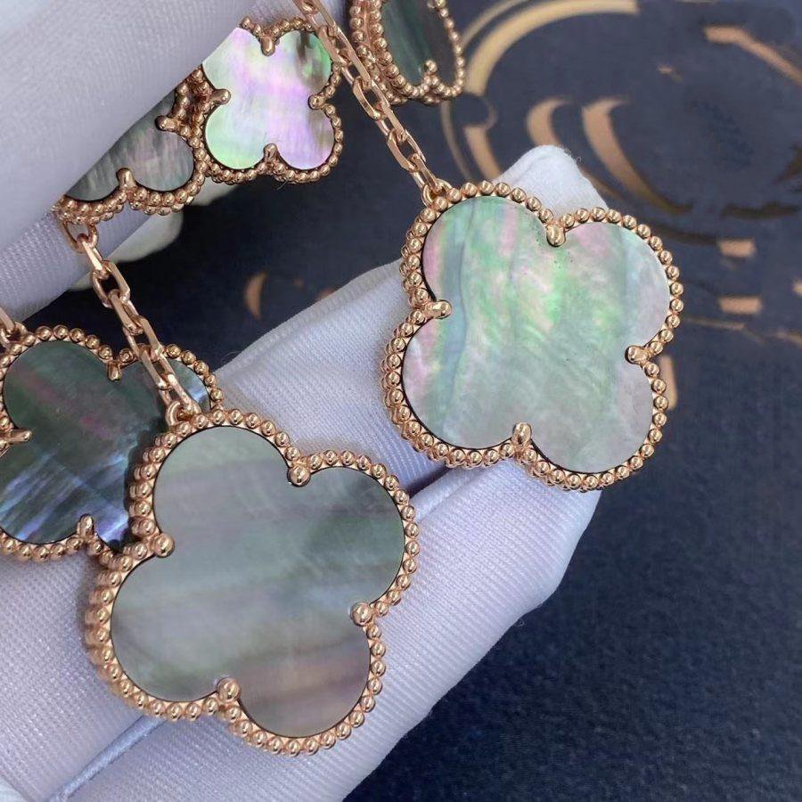[Olivia JW]CLOVER EARRINGS DARK MOP 4 MOTIFS ROSE GOLD