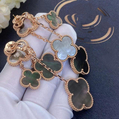 [Olivia JW]CLOVER EARRINGS DARK MOP 4 MOTIFS ROSE GOLD