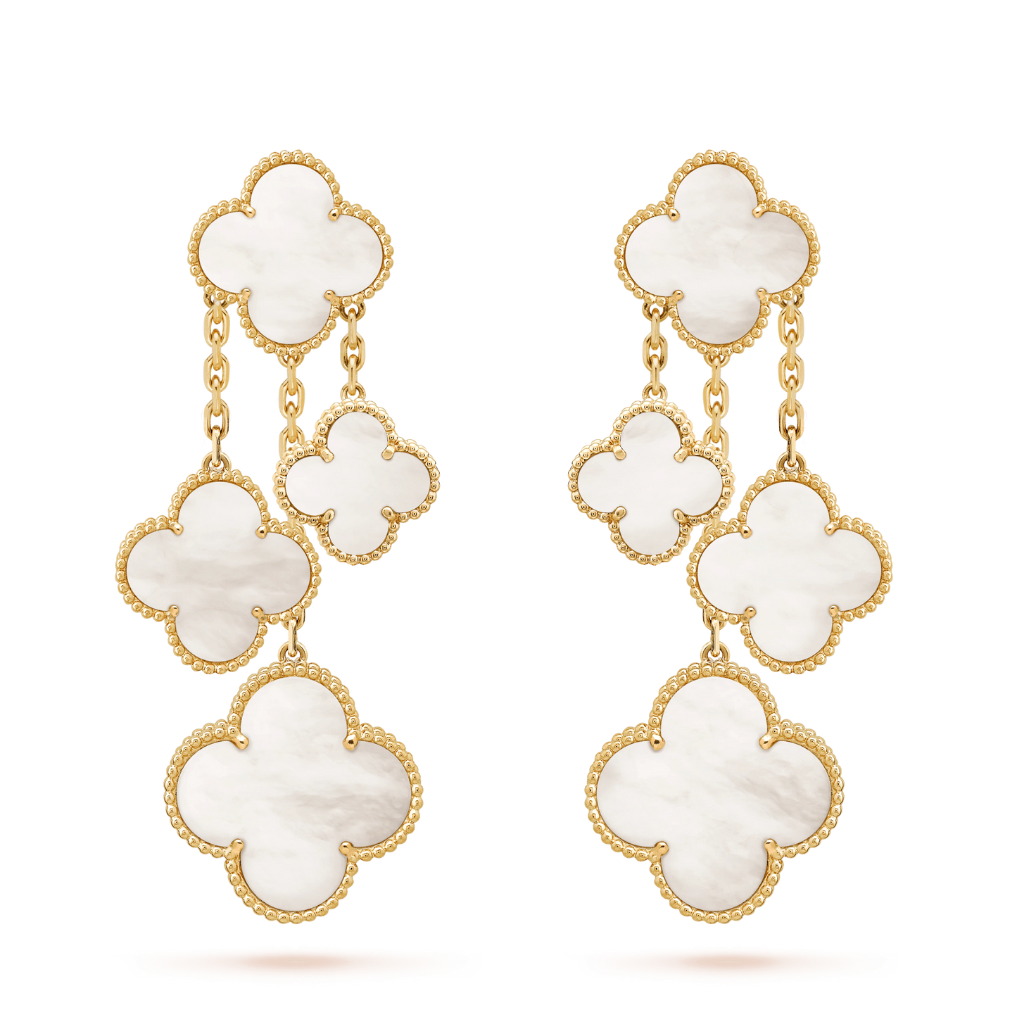 [Olivia JW]CLOVER EARRINGS WHITE MOP 4 MOTIFS GOLD