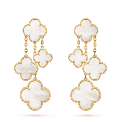 [Olivia JW]CLOVER EARRINGS WHITE MOP 4 MOTIFS GOLD