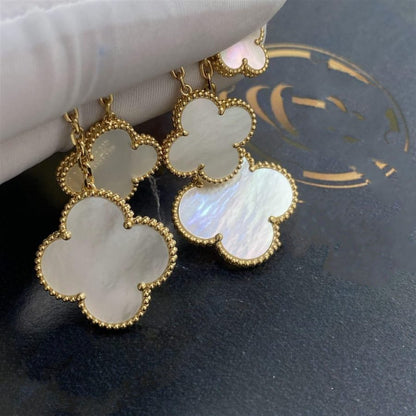 [Olivia JW]CLOVER EARRINGS WHITE MOP 4 MOTIFS GOLD