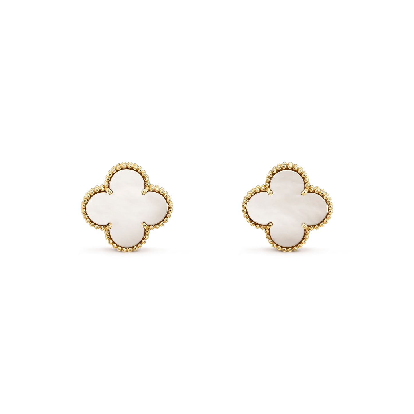 [Olivia JW]CLOVER MEDIUM 1 MOTIFS  WHITE MOP STUD EARRINGS