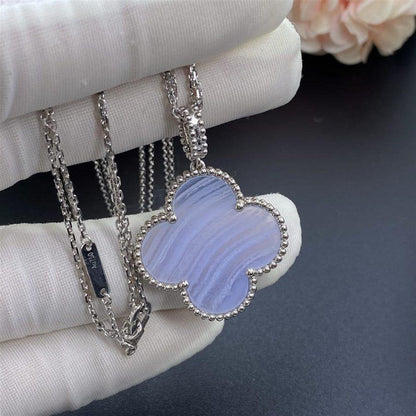 [Olivia JW]CLOVER SILVER CHALCEDONY BIG CLOVER NECKLACE