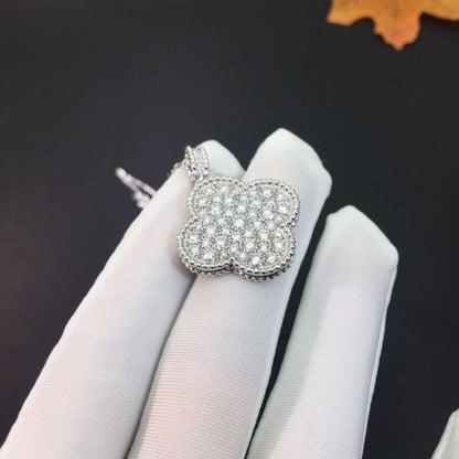 [Olivia JW]CLOVER 25MM SILVER FULL DIAMOND BIG CLOVER NECKLACE