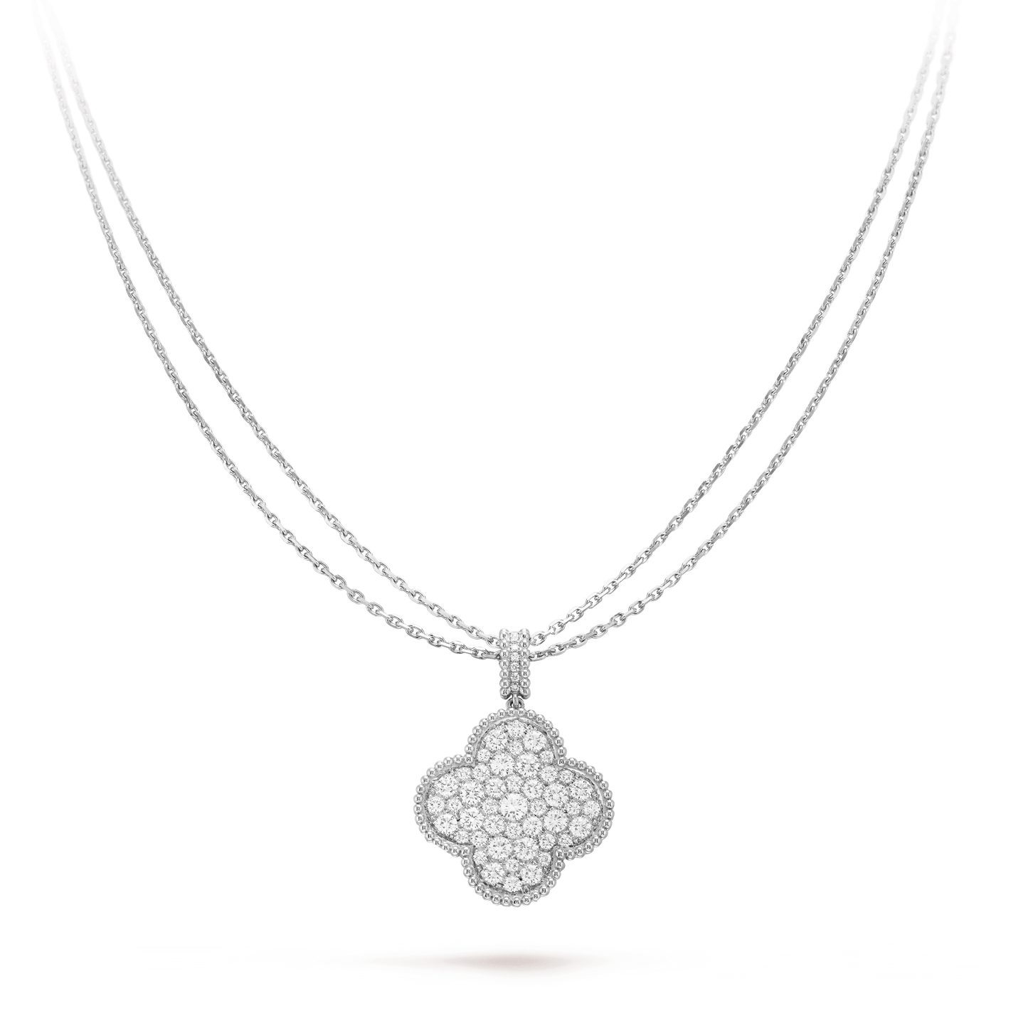 [Olivia JW]CLOVER 25MM SILVER FULL DIAMOND BIG CLOVER NECKLACE