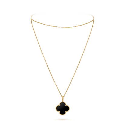 [Olivia JW]CLOVER 25MM GOLD ONYX BIG CLOVER NECKLACE