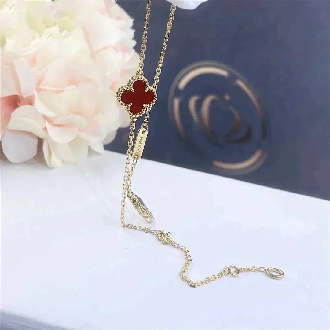 [Olivia JW]CLOVER  CARNELIAN SINGLE FLOWER BRACELET