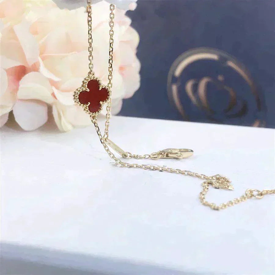 [Olivia JW]CLOVER  CARNELIAN SINGLE FLOWER BRACELET
