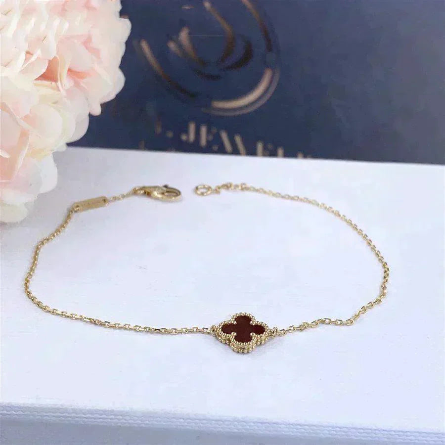 [Olivia JW]CLOVER  CARNELIAN SINGLE FLOWER BRACELET