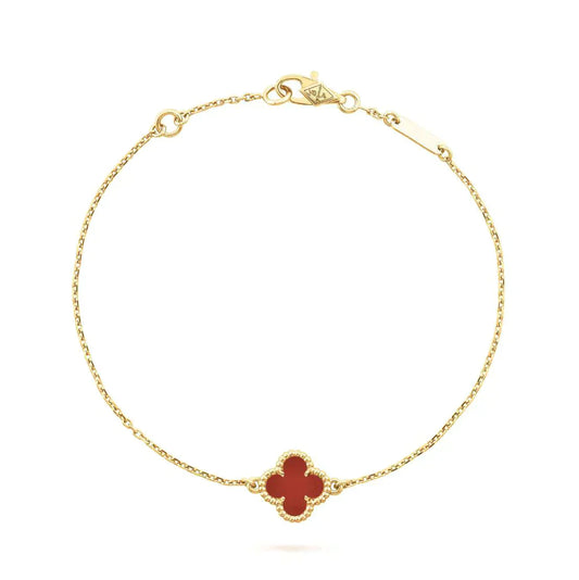 [Olivia JW]CLOVER  CARNELIAN SINGLE FLOWER BRACELET