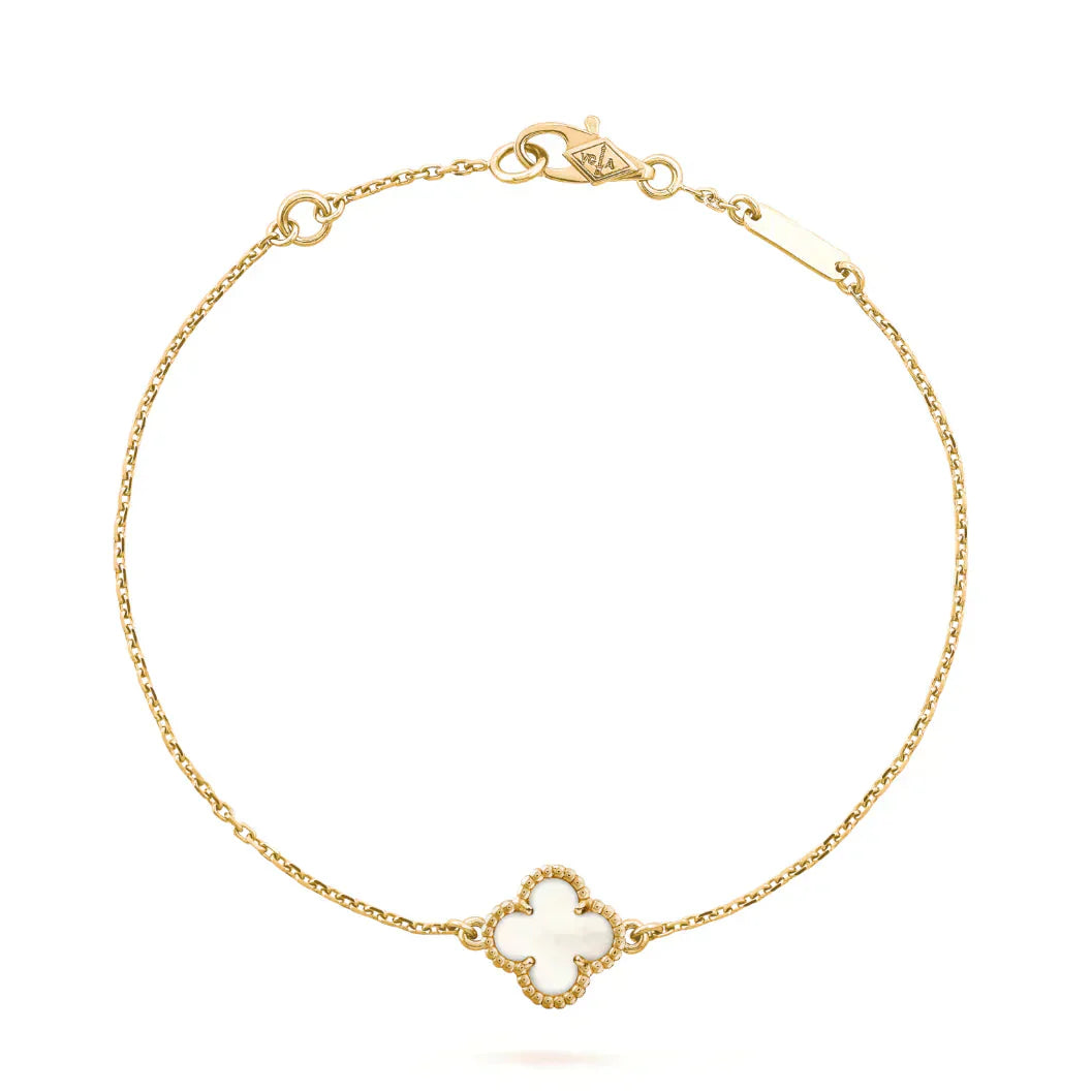 [Olivia JW]CLOVER WHITE MOP SINGLE FLOWER BRACELET