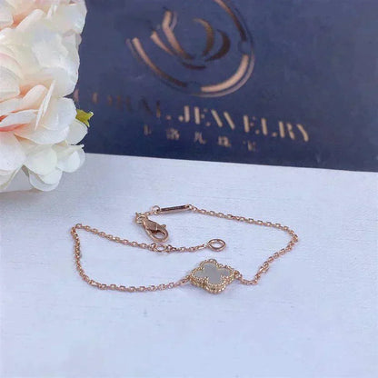 [Olivia JW]CLOVER WHITE MOP SINGLE FLOWER BRACELET