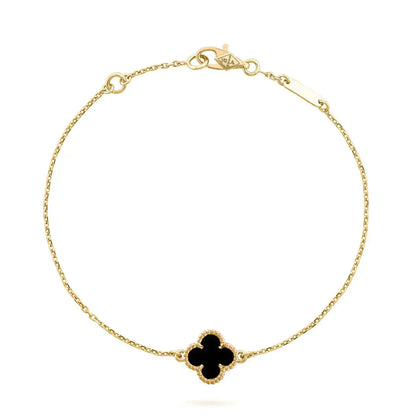 [Olivia JW]CLOVER ONYX SINGLE FLOWER BRACELET
