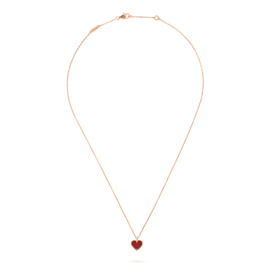 [Olivia JW]SWEET CLOVER CARNELIAN HEART NECKLACE