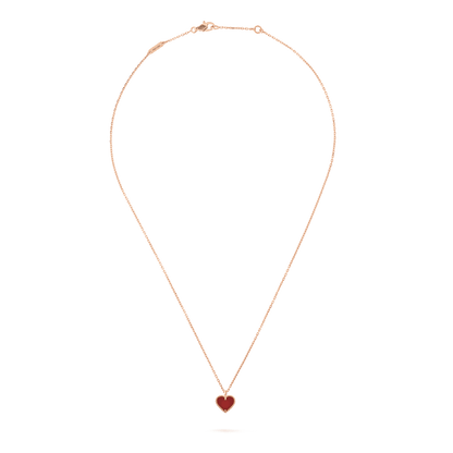 [Olivia JW]SWEET CLOVER CARNELIAN HEART NECKLACE