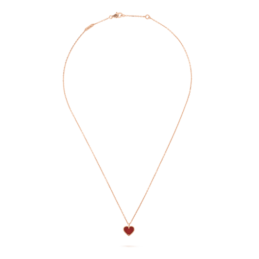 [Olivia JW]SWEET CLOVER CARNELIAN HEART NECKLACE