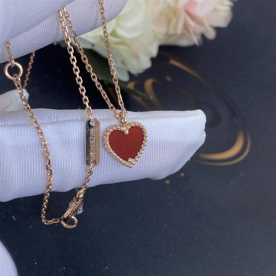 [Olivia JW]SWEET CLOVER CARNELIAN HEART NECKLACE