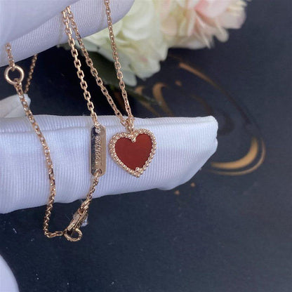 [Olivia JW]SWEET CLOVER CARNELIAN HEART NECKLACE