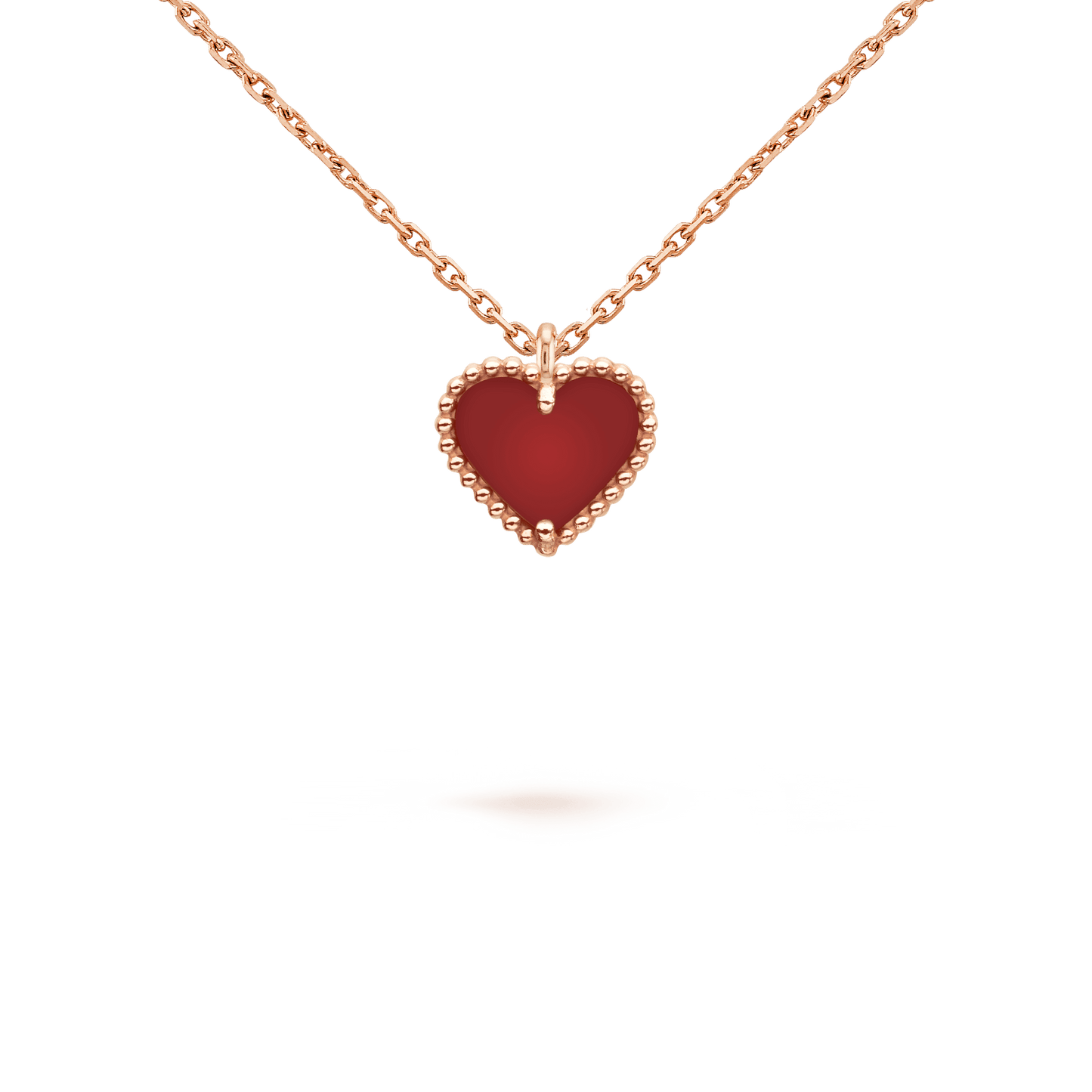 [Olivia JW]SWEET CLOVER CARNELIAN HEART NECKLACE