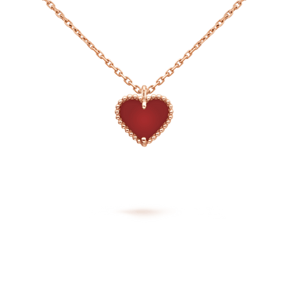 [Olivia JW]SWEET CLOVER CARNELIAN HEART NECKLACE