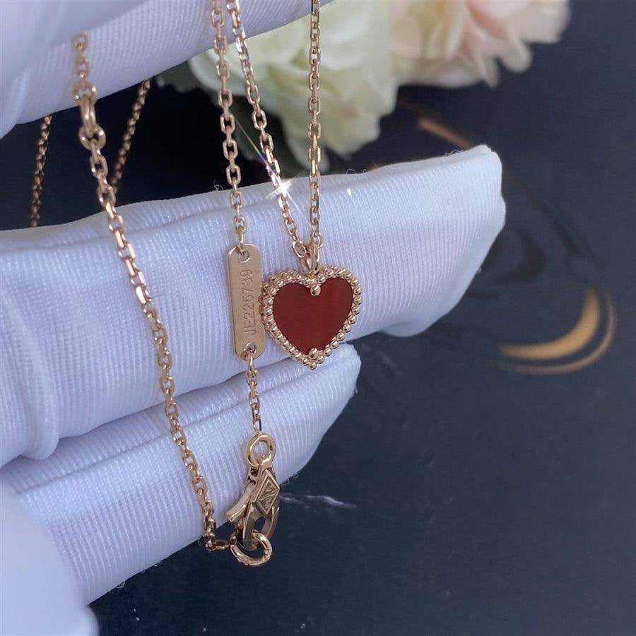 [Olivia JW]SWEET CLOVER CARNELIAN HEART NECKLACE