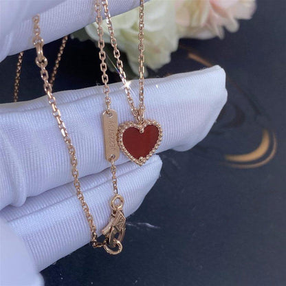 [Olivia JW]SWEET CLOVER CARNELIAN HEART NECKLACE