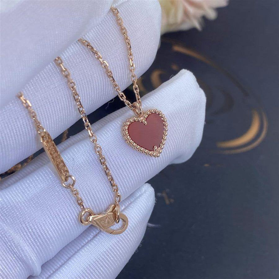 [Olivia JW]SWEET CLOVER CARNELIAN HEART NECKLACE