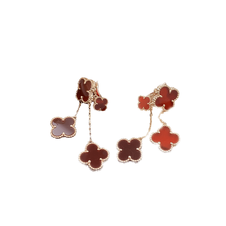 [Olivia JW]CLOVER EARRINGS CARNELIAN 4 MOTIFS PINK GOLD