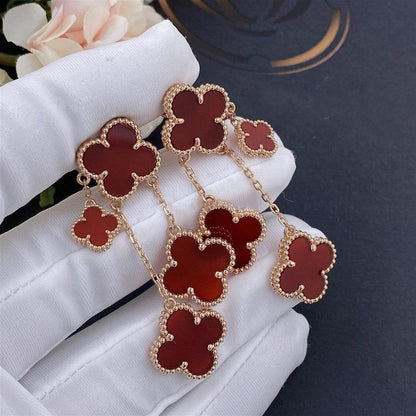 [Olivia JW]CLOVER EARRINGS CARNELIAN 4 MOTIFS PINK GOLD