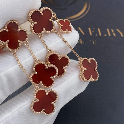 [Olivia JW]CLOVER EARRINGS CARNELIAN 4 MOTIFS PINK GOLD