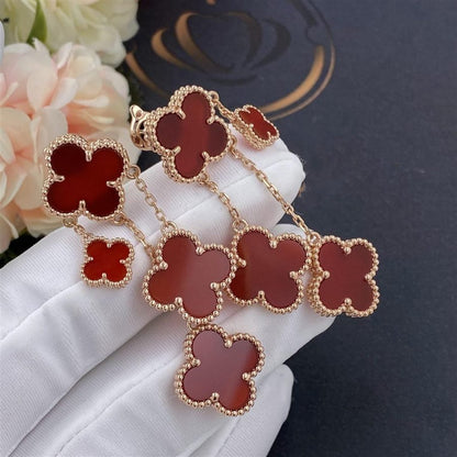 [Olivia JW]CLOVER EARRINGS CARNELIAN 4 MOTIFS PINK GOLD