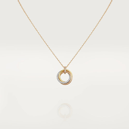 [Olivia JW]TRINITY NECKLACE SILVER GOLD PINK GOLD DIAMONDS