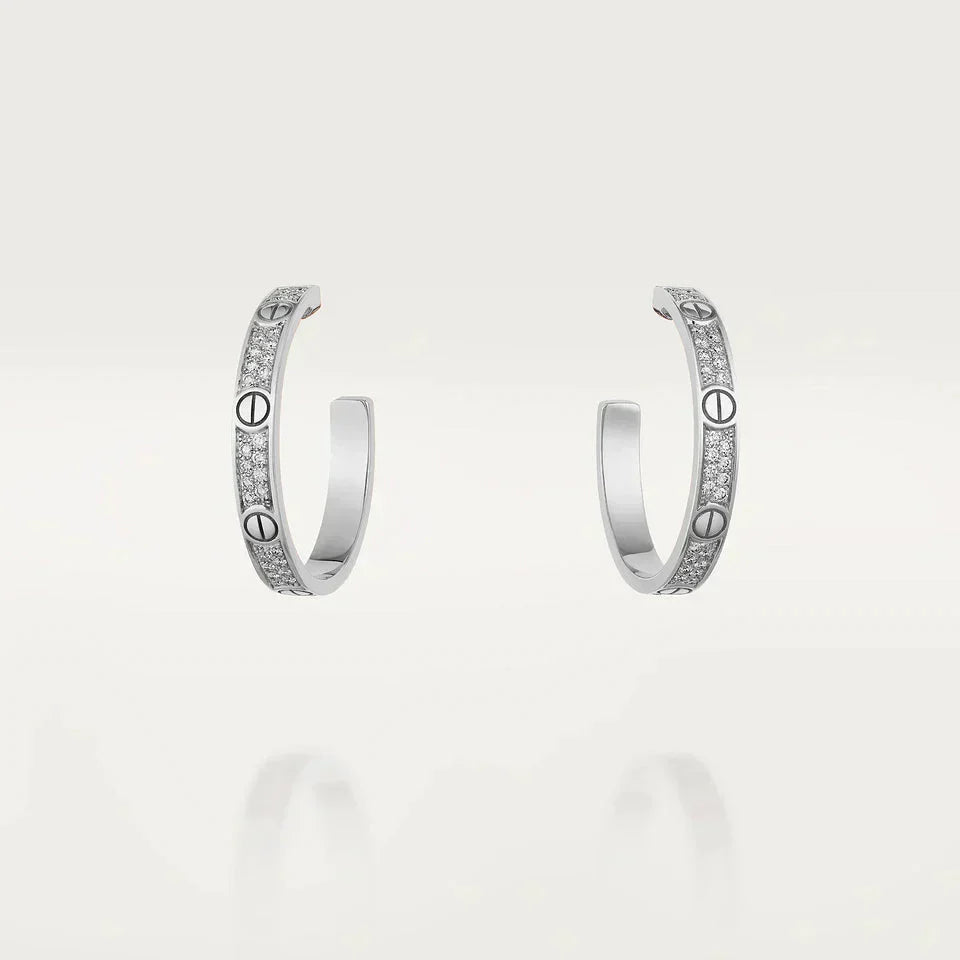 [Olivia JW]LOVE DIAMOND SILVER HOOP EARRINGS