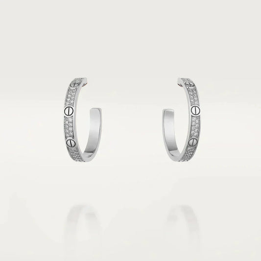 [Olivia JW]LOVE DIAMOND SILVER HOOP EARRINGS