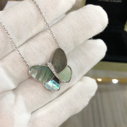 [Olivia JW]LARGE BUTTERFLY SILVER PENDANT DIAMOND NECKLACE