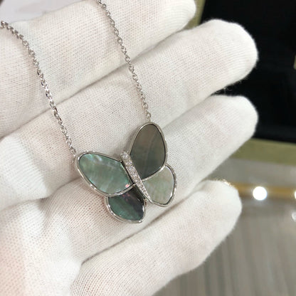 [Olivia JW]LARGE BUTTERFLY SILVER PENDANT DIAMOND NECKLACE