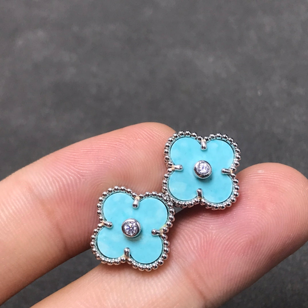 [Olivia JW]CLOVER 1 DIAMOND BLUE SKY SILVER EARRINGS