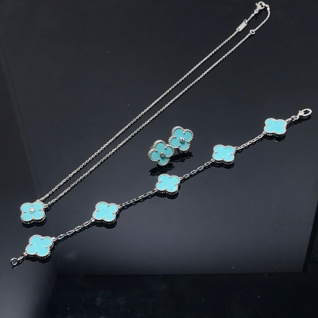 [Olivia JW]CLOVER 1 DIAMOND BLUE SKY SILVER EARRINGS