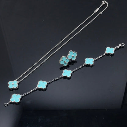 [Olivia JW]CLOVER 1 DIAMOND BLUE SKY SILVER EARRINGS