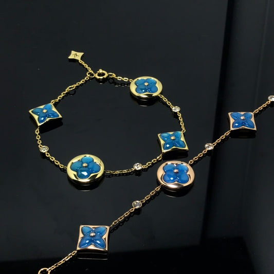 [Olivia JW]STAR AND SUN 4 MOTIF BLUE BRACELET