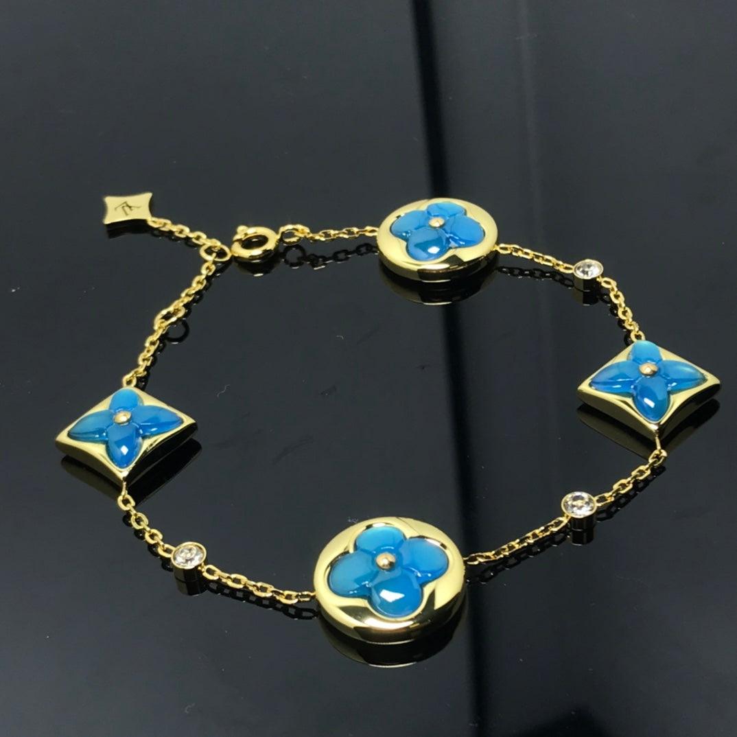 [Olivia JW]STAR AND SUN 4 MOTIF BLUE BRACELET