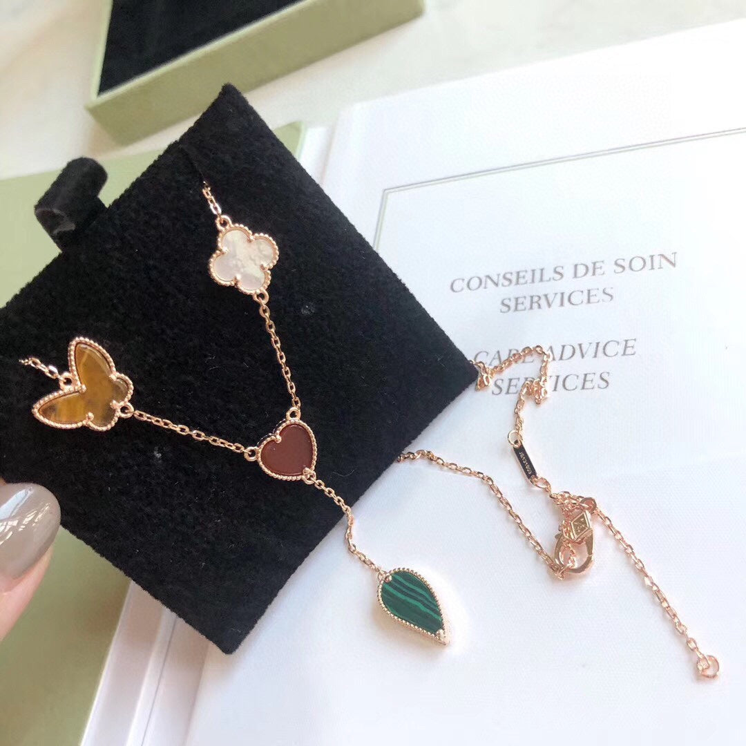 [Olivia JW]LUCKY SPRING 4 MOTIFS ROSE GOLD NECKLACE